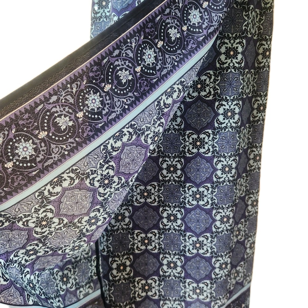 Vintage 90s Midi Skirt Blue Geometric Floral Print Size 16 Lightweight‎ - Picture 5 of 8